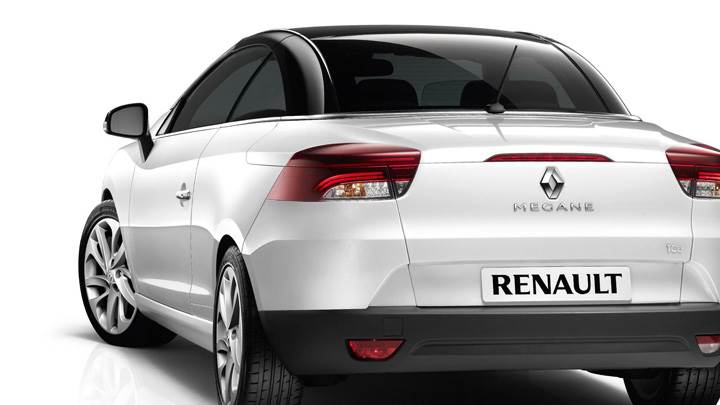Back Pose Of 2011 Renault Megane Coupe in White N White Background